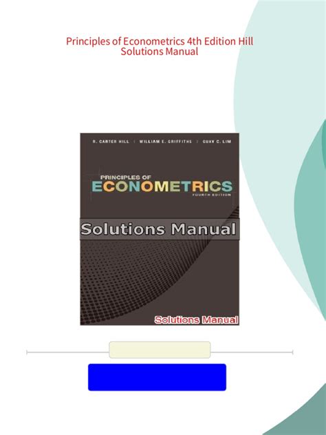 INSTRUCTORS MANUAL PRINCIPLES OF ECONOMETRICS 4TH EDITION Ebook PDF