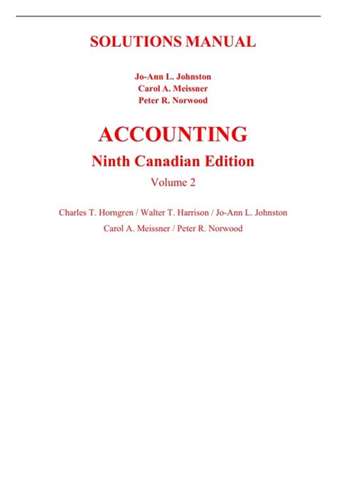 INTERMEDIATE ACCOUNTING 9TH CANADIAN EDITION VOLUME 2 SOLUTIONS MANUAL DOWNLOAD Ebook PDF