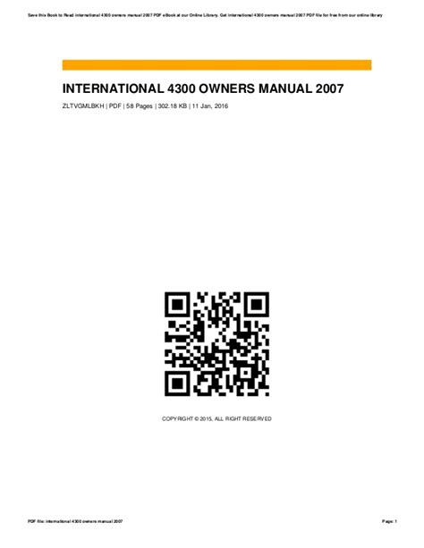 INTERNATIONAL 4300 SERVICE MANUAL Ebook Epub