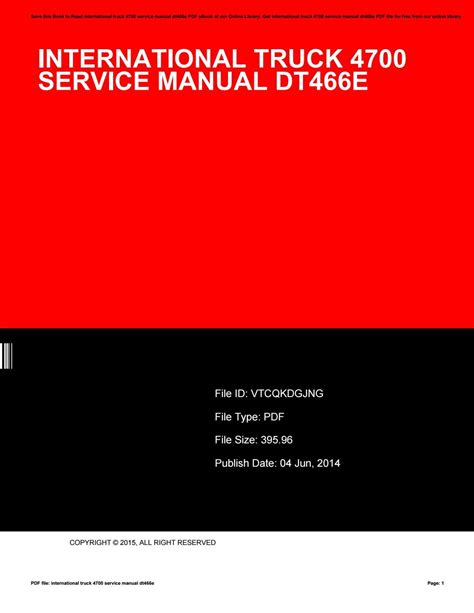 INTERNATIONAL 4700 DT466E SERVICE MANUAL Ebook Doc