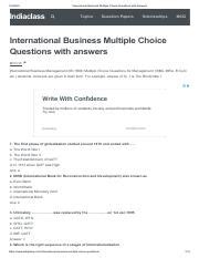 INTERNATIONAL BUSINESS MULTIPLE CHOICE QUESTIONS AND ANSWERS Ebook Epub