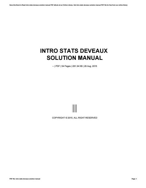 INTRO STATS DEVEAUX SOLUTION MANUAL Ebook PDF