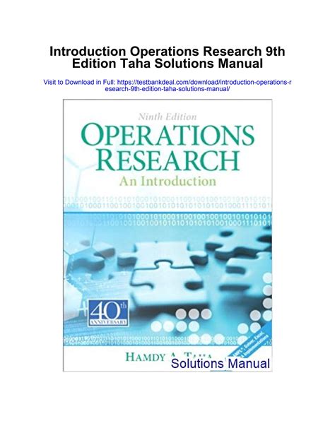 INTRODUCTION OPERATIONS RESEARCH 9TH EDITION SOLUTIONS MANUAL Ebook Reader