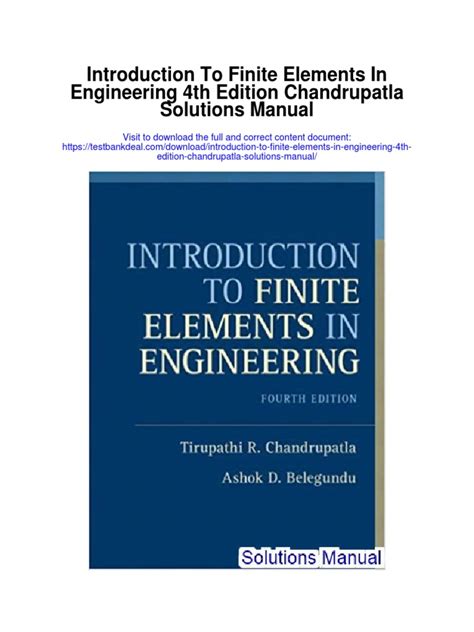 INTRODUCTION TO FINITE ELEMENTS IN ENGINEERING CHANDRUPATLA SOLUTION MANUAL Ebook PDF