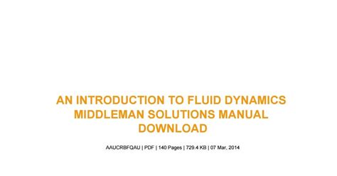 INTRODUCTION TO FLUID DYNAMICS MIDDLEMAN SOLUTIONS MANUAL Ebook Reader