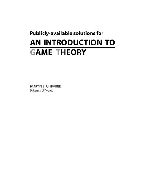 INTRODUCTION TO GAME THEORY OSBORNE SOLUTION MANUAL Ebook Reader