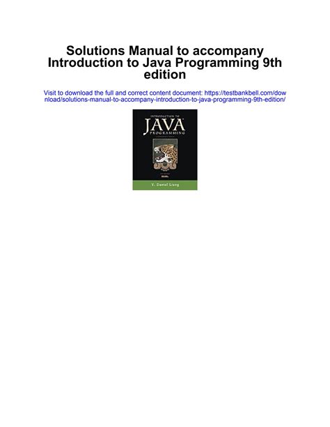 INTRODUCTION TO JAVA PROGRAMMING 9TH EDITION SOLUTIONS Ebook Epub