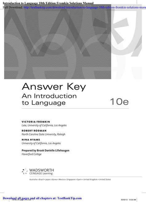 INTRODUCTION TO LANGUAGE 10TH EDITION EXERCISE ANSWERS Ebook Doc