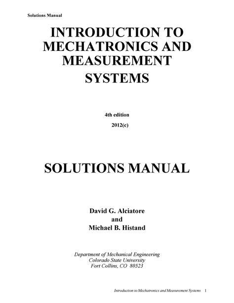 INTRODUCTION TO MECHATRONICS AND MEASUREMENT SYSTEMS 4TH EDITION SOLUTION MANUAL Ebook Kindle Editon