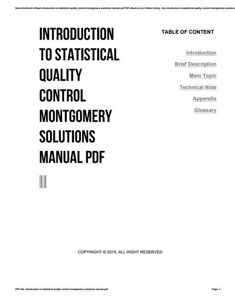 INTRODUCTION TO STATISTICAL QUALITY CONTROL 6TH EDITION SOLUTION MANUAL PDF Ebook Epub