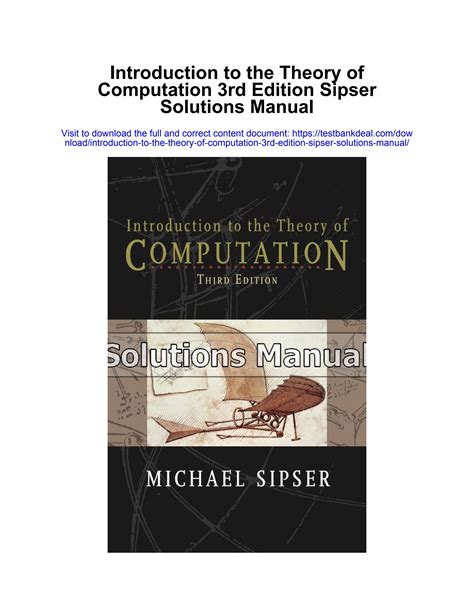 INTRODUCTION TO THE THEORY OF COMPUTATION 3RD EDITION SOLUTION MANUAL Ebook Reader