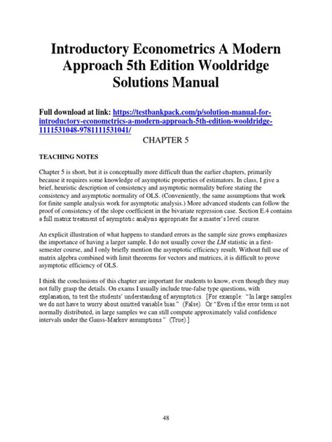 INTRODUCTORY ECONOMETRICS A MODERN APPROACH 4TH EDITION SOLUTIONS MANUAL PDF Ebook PDF