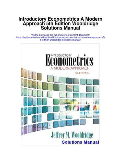 INTRODUCTORY ECONOMETRICS WOOLDRIDGE 5TH EDITION SOLUTION MANUAL Ebook Kindle Editon