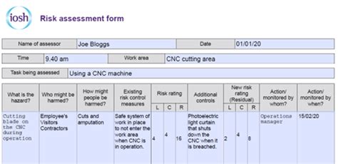 IOSH HAZARD CHECKLIST EXAMPLE Ebook Doc