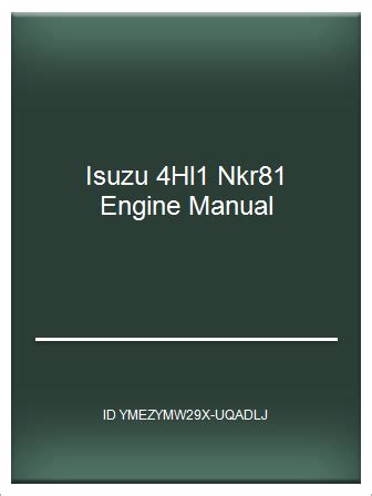 ISUZU SERVICE MANUAL FOR 4HL1 ENGINES Ebook Reader