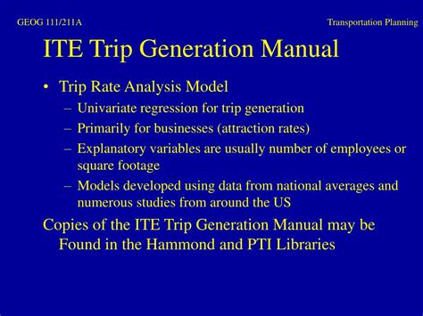 ITE TRIP GENERATION SPREADSHEET Ebook Reader