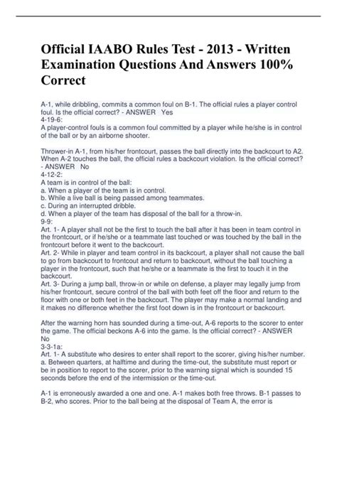 Iaabo Official Rules Test 2013 Answers Kindle Editon