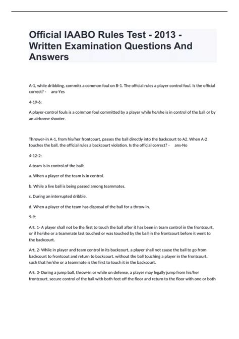 Iaabo Official Rules Test 2013 Answers Kindle Editon