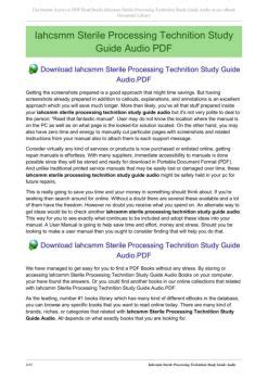 Iahcsmm Sterile Processing Technition Study Guide PDF PDF