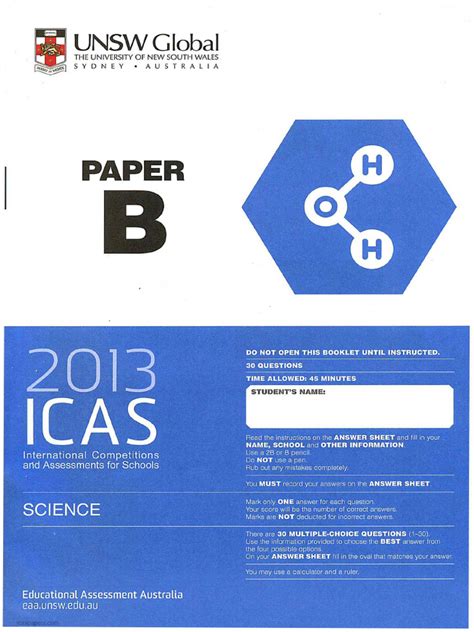 Icas 2013 Science Answers Doc