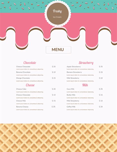Ice Cream Menu Template