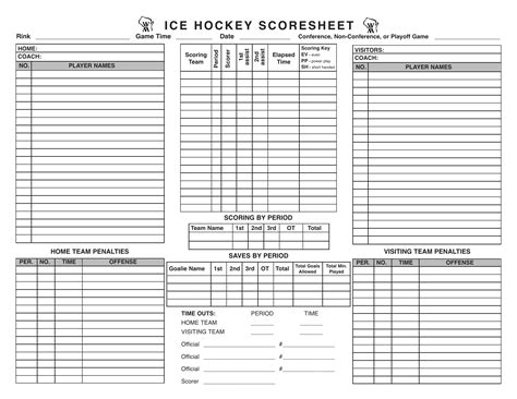Ice Hockey Score Sheet Template