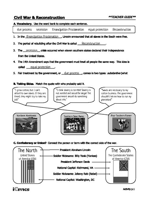 Icivics Civil War And Reconstruction Answers Reader