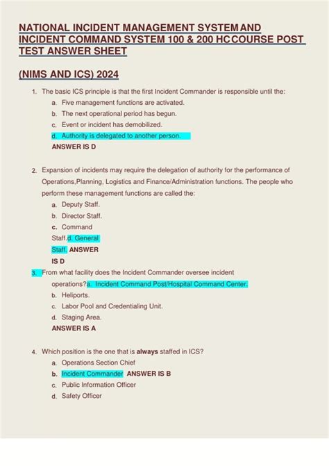 Ics 100 Answer Key 2013 Doc