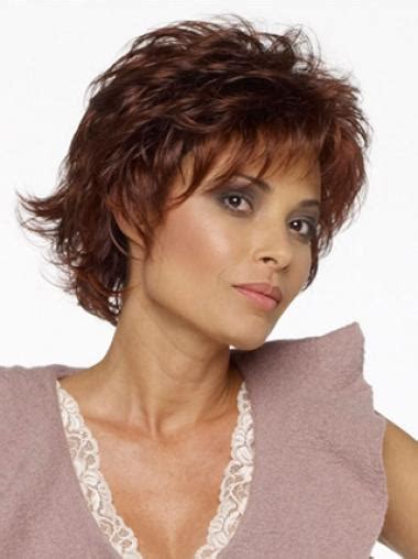 Ideal Auburn Layered Wavy Short Wigs