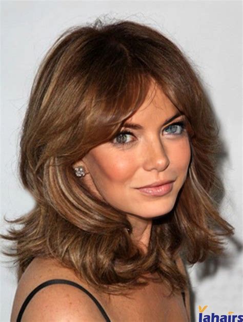 Ideal Brown Wavy Shoulder Length Synthetic Wigs