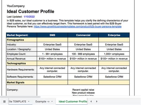Ideal Customer Profile Template