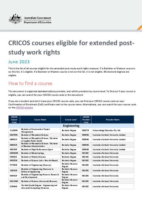 Identify Eligible Courses: