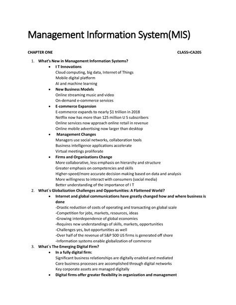 Identify Questions To Be Answered By The Management Information System PDF