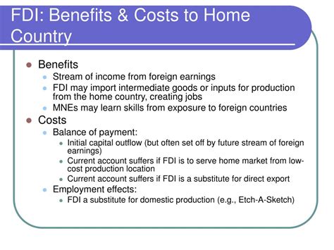 Identify the Three Costs of FDI to a Home Country: A Business Perspective