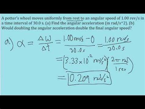 Identify the angular velocity in rev/s: