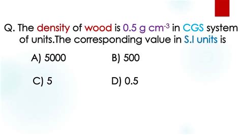 Identify the given density in g/cm3: