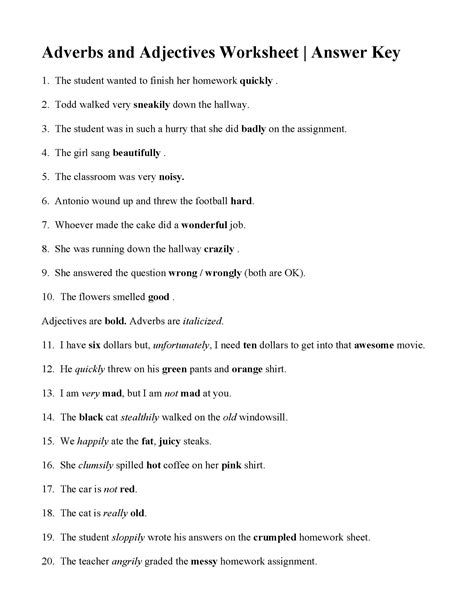 Identifying Adverbs Worksheet Answers Doc