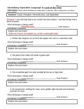 Identifying Figurative Language In Lord Of The Flies Answer Key Kindle Editon