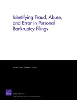 Identifying Fraud Abuse and Error in Personal Bankruptcy Filings PDF
