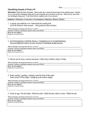 Identifying Sounds Of Poetry Answer Key Reader