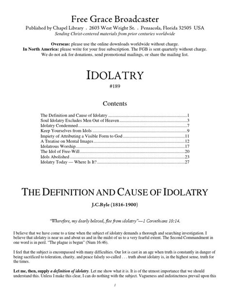 Idolatry Free Grace Broadcaster Book 189 PDF