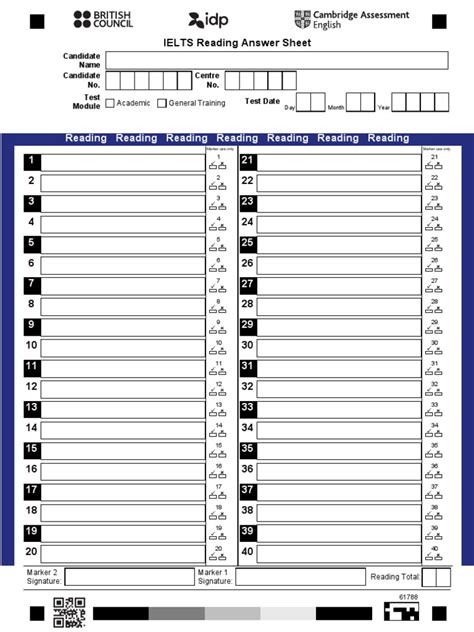 Ielts Reading Answer Sheet International English Doc