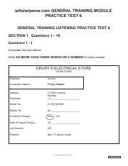 Ieltshelpnowcom General Training Module Practice Test 6 Answers Kindle Editon