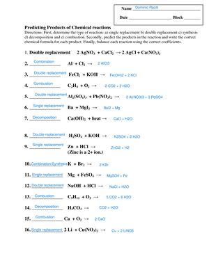 If8766 Predicting Products Of Chemical Reactions Answers Reader