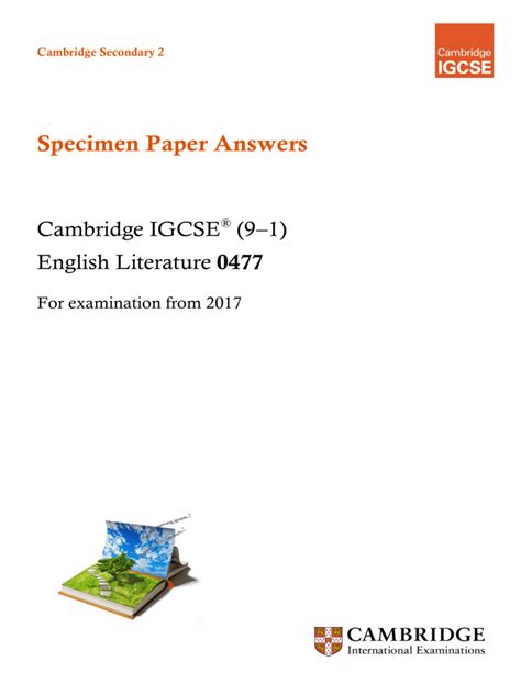 Igcse English Literature Sample Answers PDF