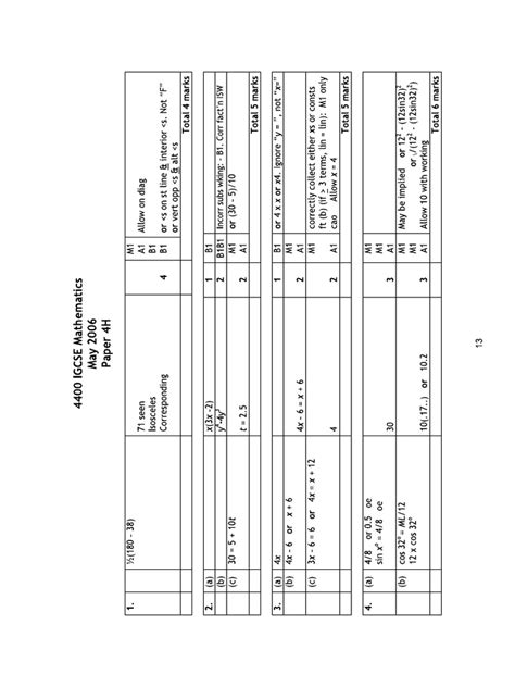 Igcse November 2006 4h Answers PDF