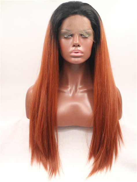 Ignite Your Style: Without Bangs Red 33" Straight Long Lace Front Synthetic Wigs for 2025