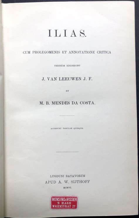 Ilias Cum Prolegomenis Et Annotatione Critica Ancient Greek Edition Reader