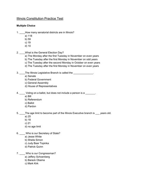 Illinois Constitution Test With Answers Epub