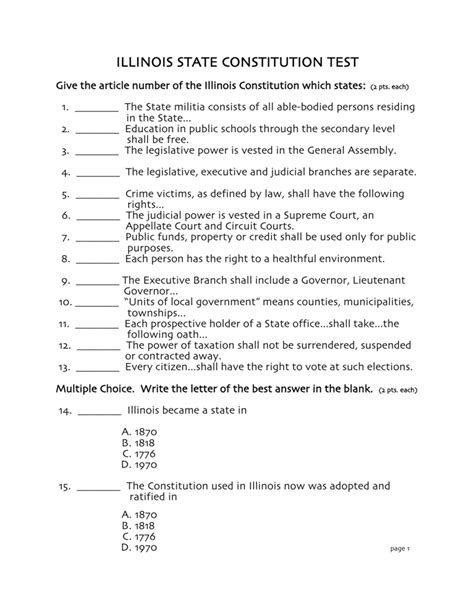 Illinois State Constitution Test Answers Unit 26 Reader